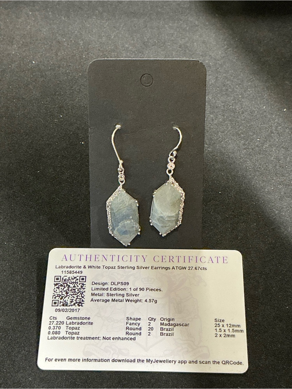 Sterling Silver Labradorite & White Topaz Drop Earrings - Blue